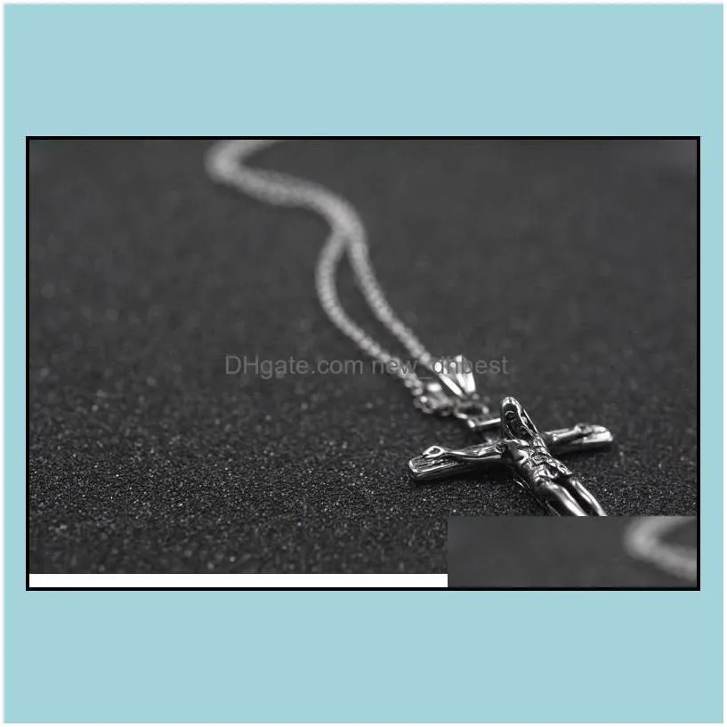 pendant necklaces pretty cross necklace gold/black gun plated fashion religious men jewelry for women/men faith crucifix mens dh dro