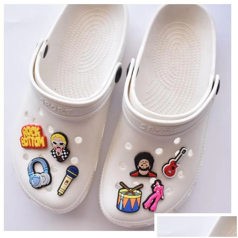 boys girls shoes flower pvc charms hole garden shoe accessories fit bands bracelets croc jibz kids gifts decoration wristband buckle