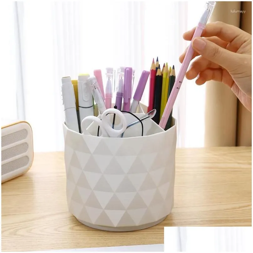 storage boxes 360ﾰ rotating makeup brush box barrel portable desktop cosmetic organizer lipstick brushes holder pen