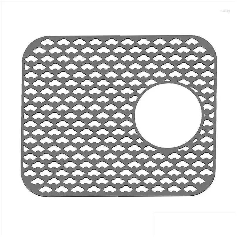 table mats silicone kitchen sink protector mat folding heat resistant non- grid accessory grey rear drain