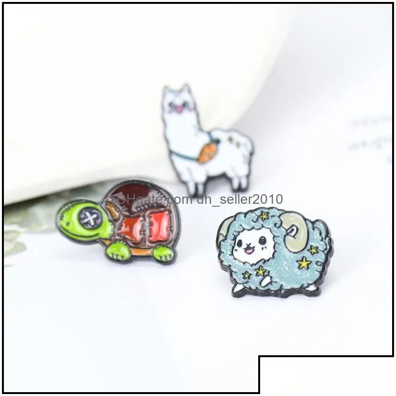 pins brooches metal enamel lapel brooches pin cartoon alpaca  turtle animal badge luxury brooch jewelry childrens bag accessori