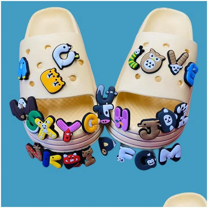 wholesale pvc cartoon croc charms shoe decoration buckle accessories clog pins charm buttons letter toys