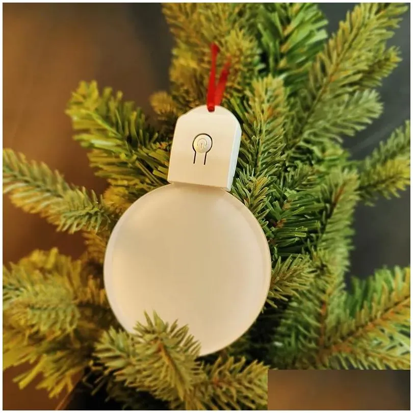 Sublimation bulb ornament Acrylic blanks with LED light shinny Xmas tree decoration Z11