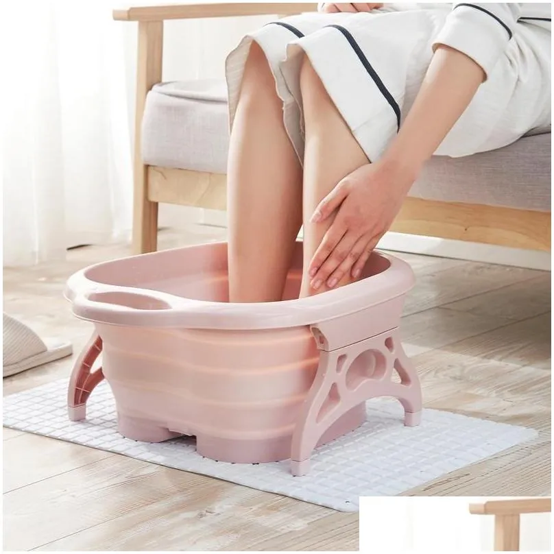 bathing tubs seats household foldable foot washing bucket pot portable deep elevated over crus plastic massage bath buck
