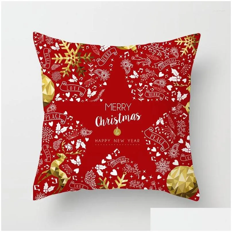 pillow light luxury red throw pillowcase merry christmas decor waist pillowslip xmas tree deer printing cover home ornament