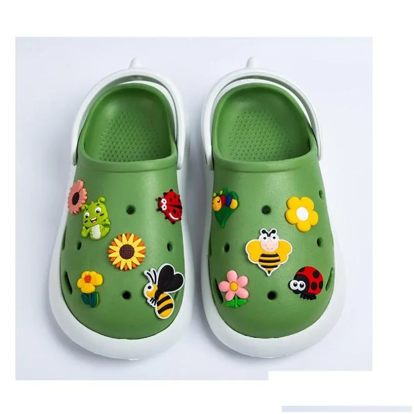 cartoon pvc charms shoes buckles action figure fit bracelets croc jibz shoes accessories kids girls boys gift butterfly insects flowers