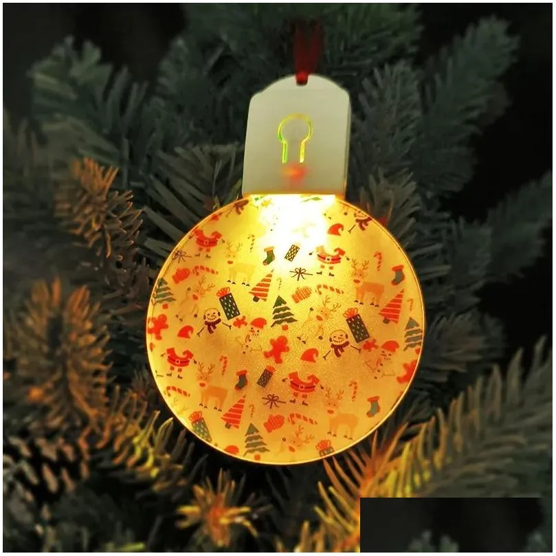 Sublimation bulb ornament Acrylic blanks with LED light shinny Xmas tree decoration Z11