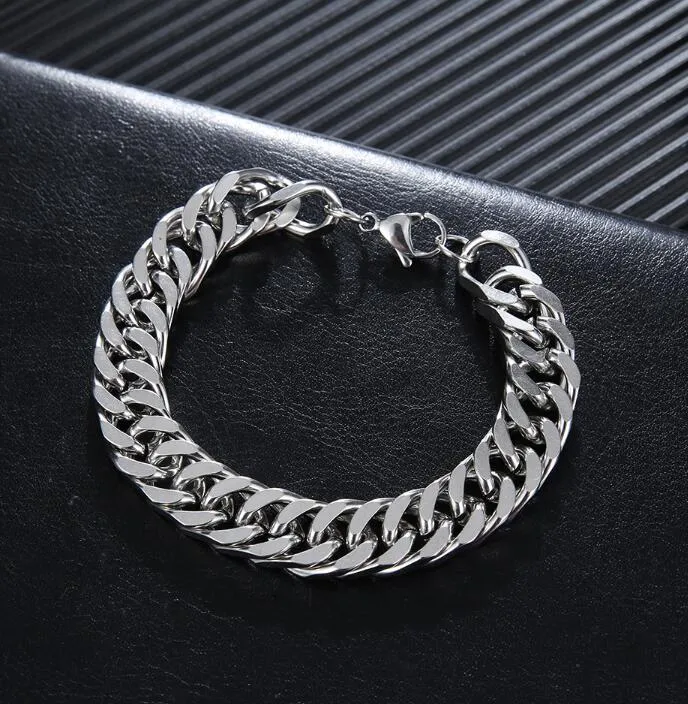 new creative chain bracelet jewelry flat chain silver necklace for men women perfect wedding birthday festival gift tide mens stainless steel metal chain