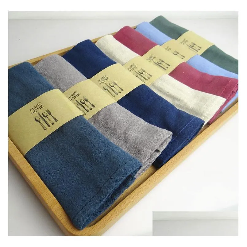 12pcs/lot plain dyed good water absorption plain color 100% linen napkin tea towels for restaurant