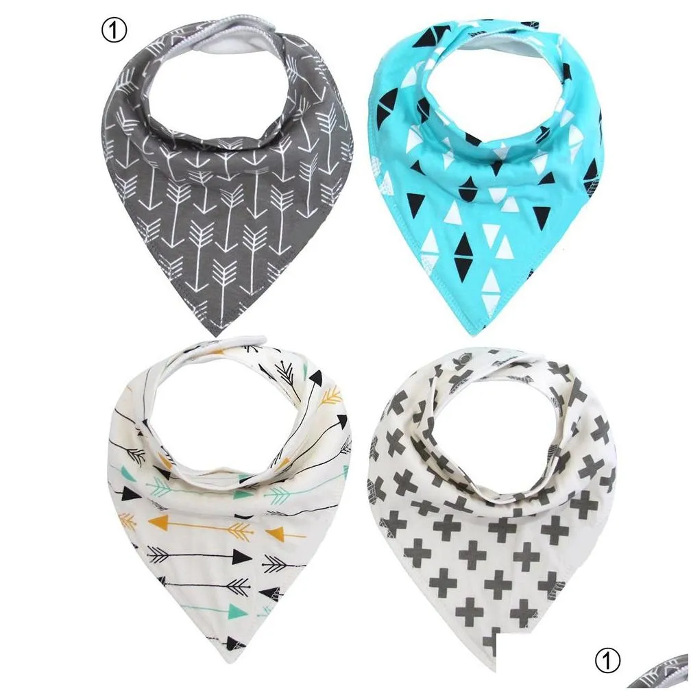 wholesale- 2017 4 pcs/set baby boys girls printed soft absorbent bandana drool bibs with snaps1