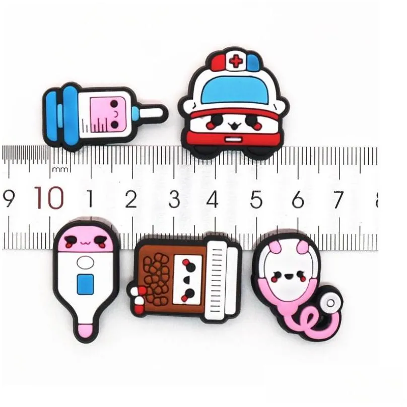 medical cartoon pvc shoe charms shoes buckles action figure fit bracelets croc jibz gardenshoe accessories wristband boys girls gift