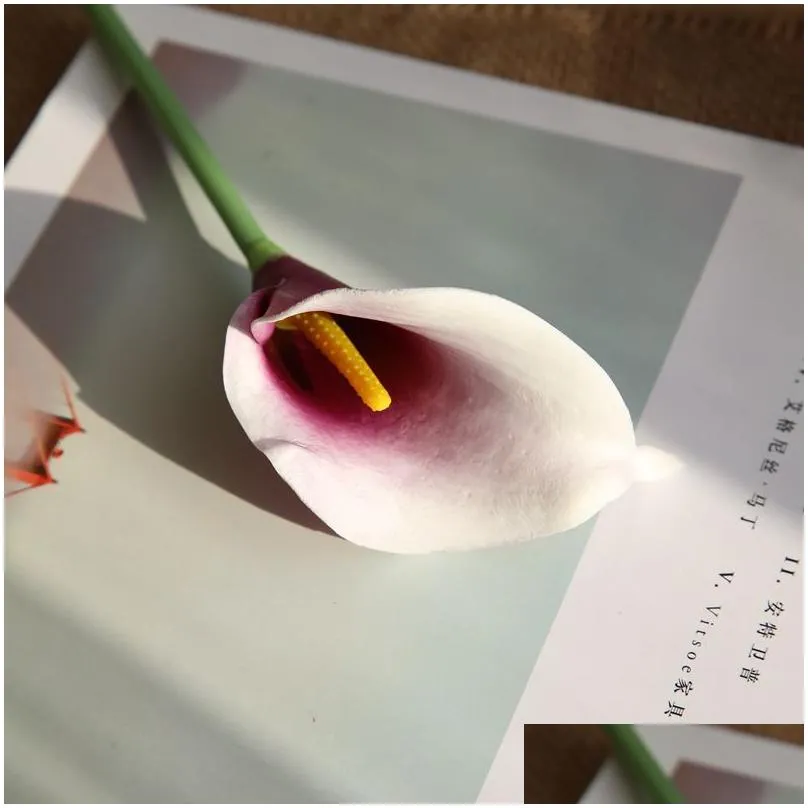 11pcs lot 36cm artificial calla lily wedding home decoration bouquet real touch simulation calla lily artificial pu flower branch