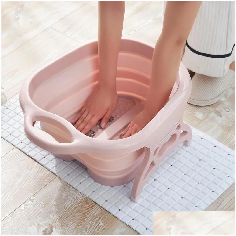 bathing tubs seats household foldable foot washing bucket pot portable deep elevated over crus plastic massage bath buck