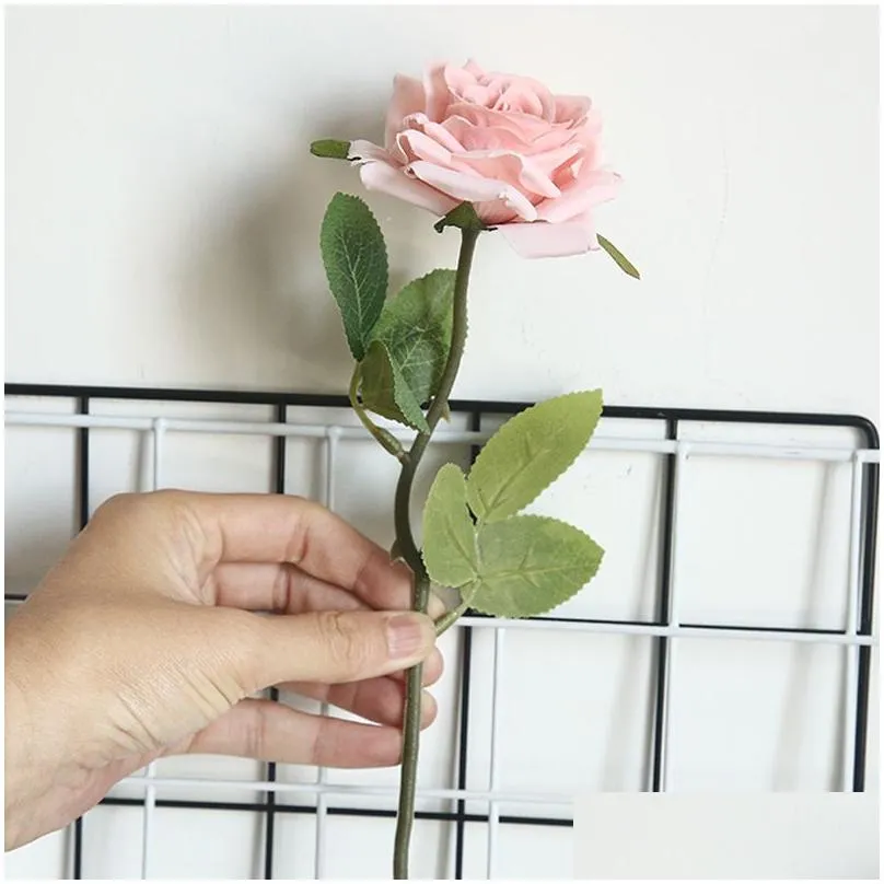 10pcs/lot single branch rose artificial silk flowers decoration home flowers wall wedding decor garden decoration diy fake flower