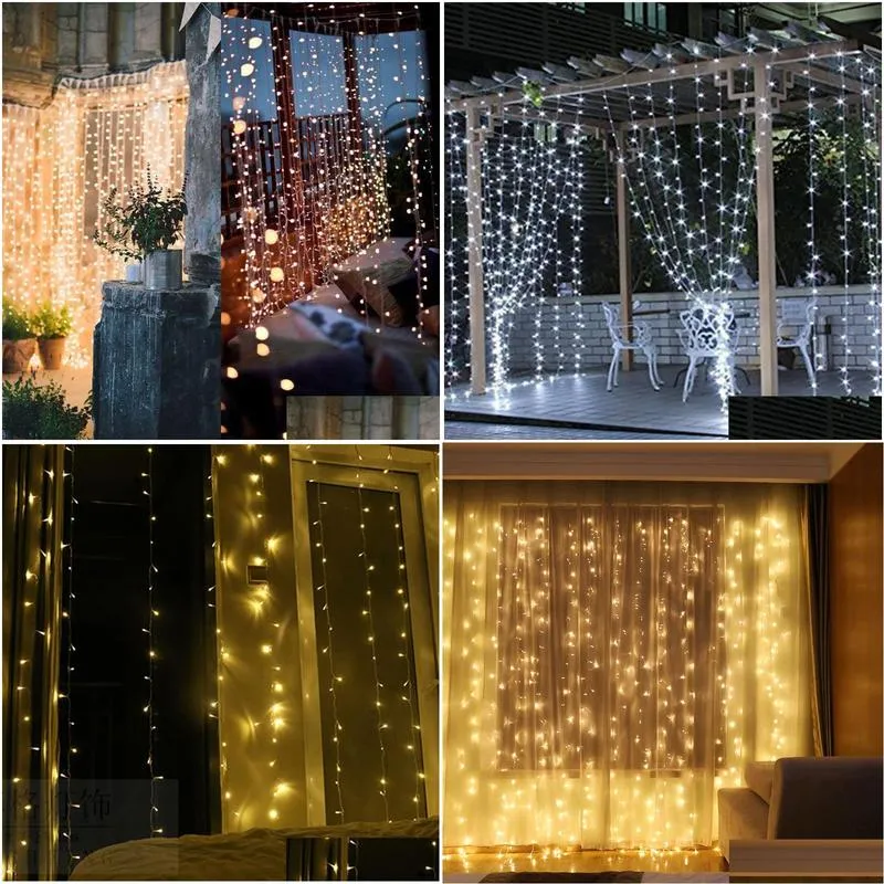 3x3m led string christmas led lights curtain garland fairy decorative outdoor indoor home wedding decoration net light