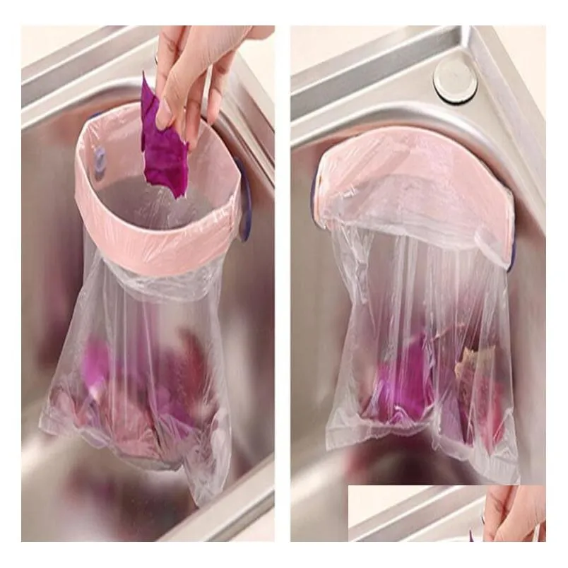  creative power suction cup garbage bag kitchen clip garbage storage rack kitchen accessories organizer drop 