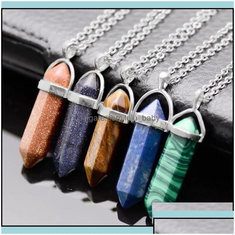 pendant necklaces sier chains jade amethyst turquoise topaz rose quartz healing crystal natural stone nec baby dh0qy