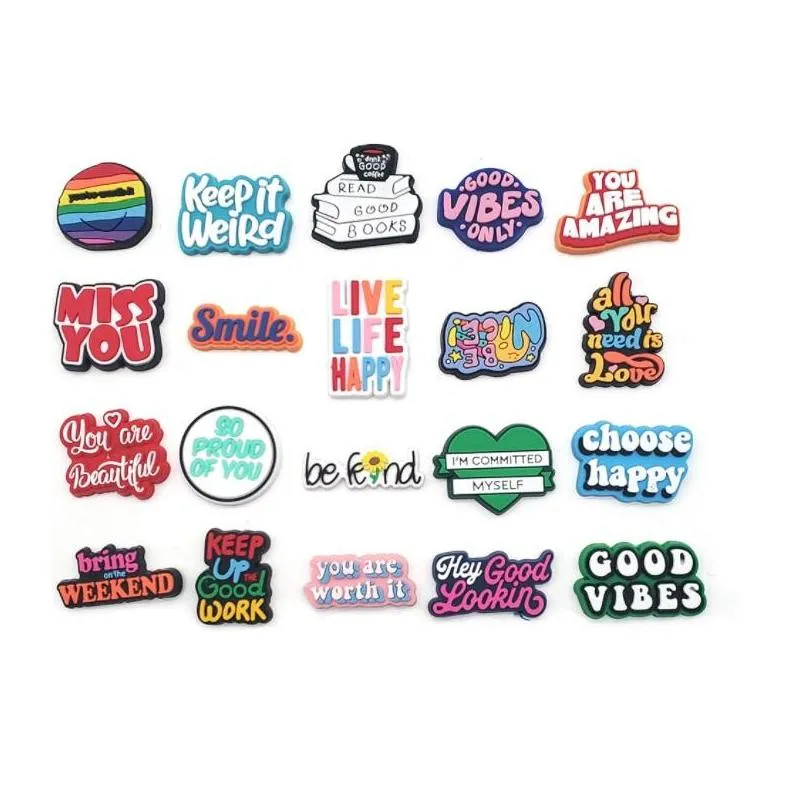 cute letter wordss cartoon pvc shoe charms shoes buckles boys girls fit bracelets croc jibz accessories wristband buttons gift