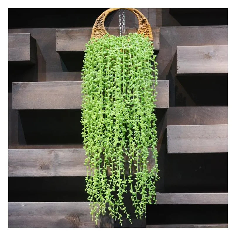 78cm artificial teardrop succulent plants wall hanging bean vine flores rattan for home decoration diy wreath fake flowers