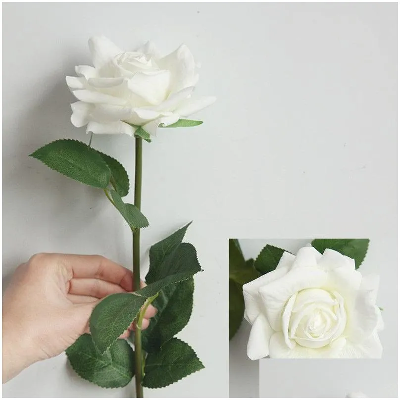 5pcs/lot large rose artificial flowers latex real touch rose silk flowers for home decoration wedding bouquet party design fake