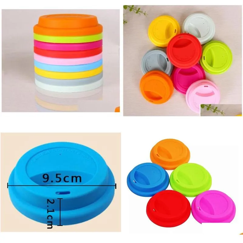  9cm silicone cup lids creative mug cover food grade reusable tea coffee cup lid anti-dust airtight seal cover for 12oz/16oz cups