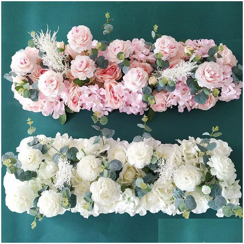 silk peony rose artificial flower row diy wedding flower wall arrangement decor wedding iron arch backdrop garland 50/100cm