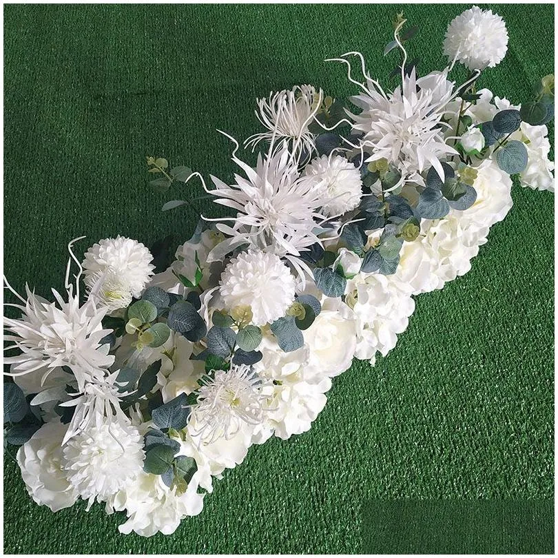 silk peony rose artificial flower row diy wedding flower wall arrangement decor wedding iron arch backdrop garland 50/100cm