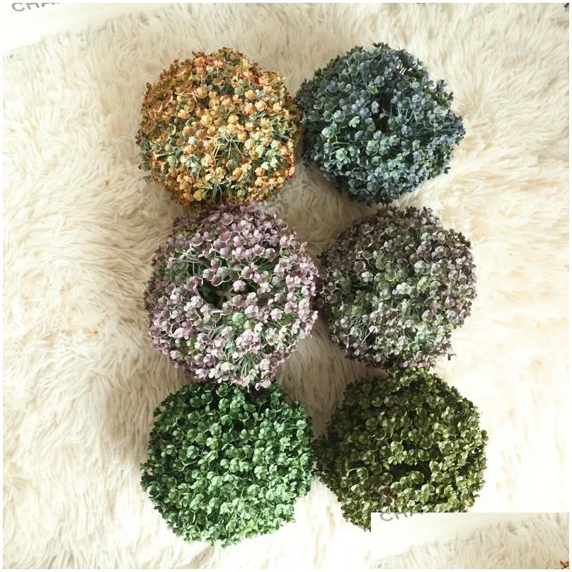 2pcs/lot 5 petal grass ball simulation plastic flower decoration home wedding decor plant wall fake flowers garden decoration greenery