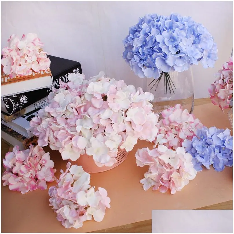 10pcs/lot colorful decorative flower head artificial silk hydrangea diy home party wedding arch background wall