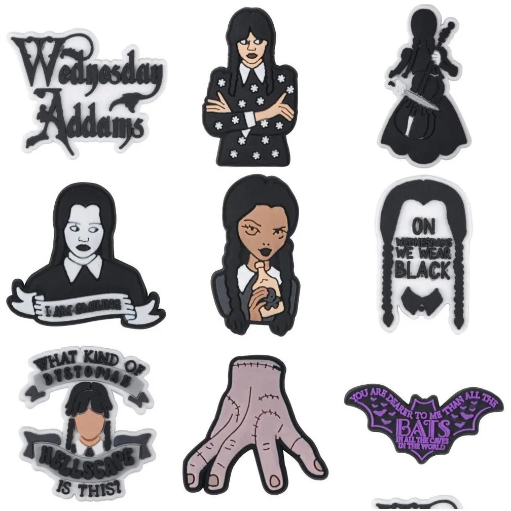 shoe parts accessories 2023 christmas decorations wednesday thing hand from addams family ornament resin figurine decor shoe charms