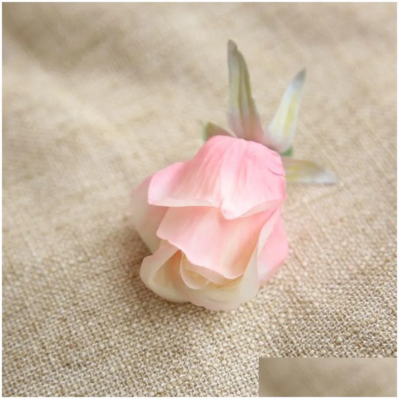 10pcs/lot 4.5cm artificial silk rose bud flowers heads simulation rose buds home decor wedding diy decoration rose bud head