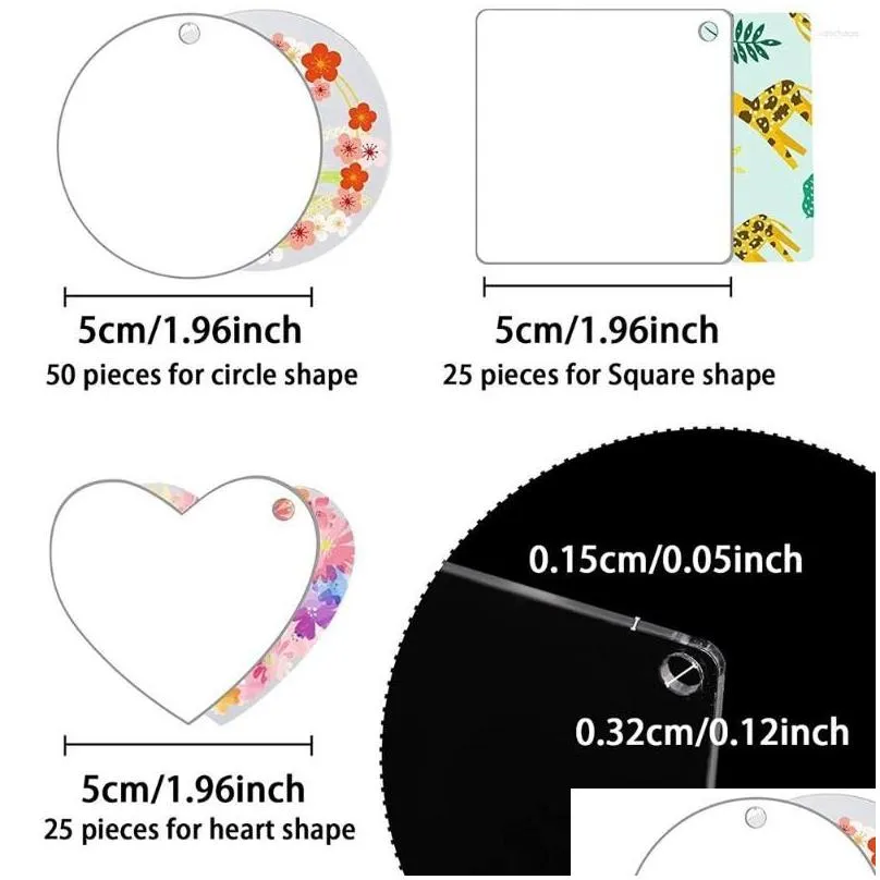 Hooks 100Pcs Acrylic Keychain Blanks Decoration Crafts Round Heart-Shaped For DIY And Tags