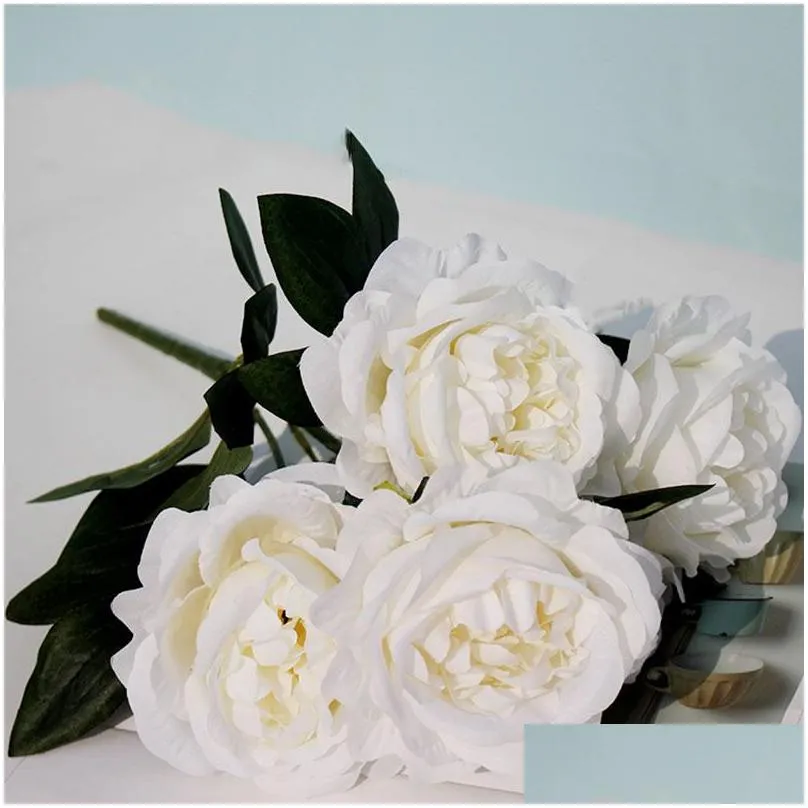 5 heads simulation peony flower wedding decoration floral flower arrangement arches t platform road lead artificial silk bouquet