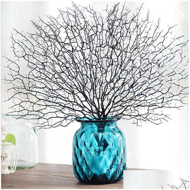 45cm artificial tree branch white coral wedding decorations home artificial peacock coral branches plastic dried branch