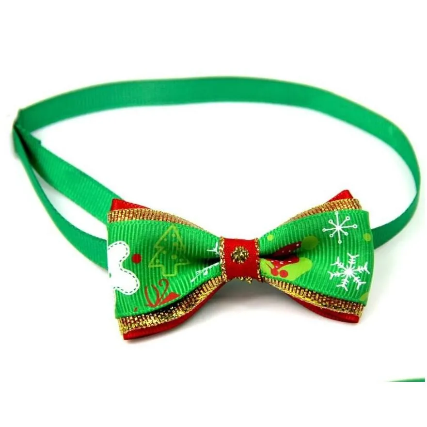  pet puppy cat dog christmas tree snowflakes bow tie necklace collar bowknot necktie grooming for pet supplier decoration costume