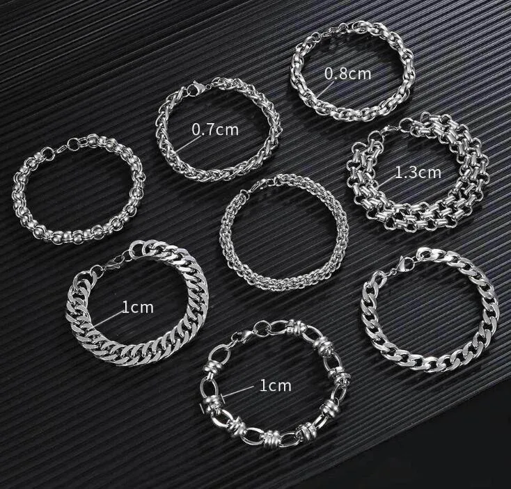 new creative chain bracelet jewelry flat chain silver necklace for men women perfect wedding birthday festival gift tide mens stainless steel metal chain