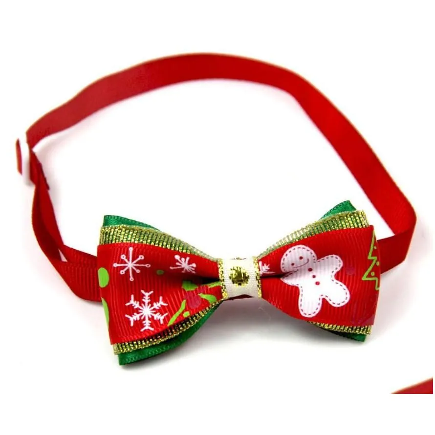  pet puppy cat dog christmas tree snowflakes bow tie necklace collar bowknot necktie grooming for pet supplier decoration costume