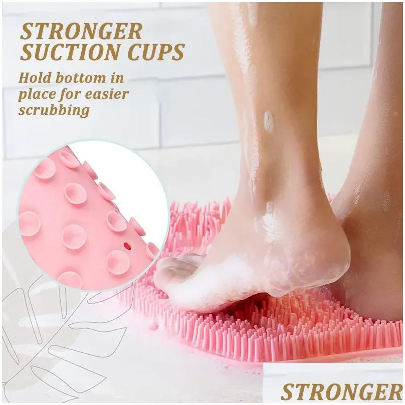exfoliating shower massage scraper bathroom non-slip bath mat back massage brush silicone foot wash body cleaning bathing tool