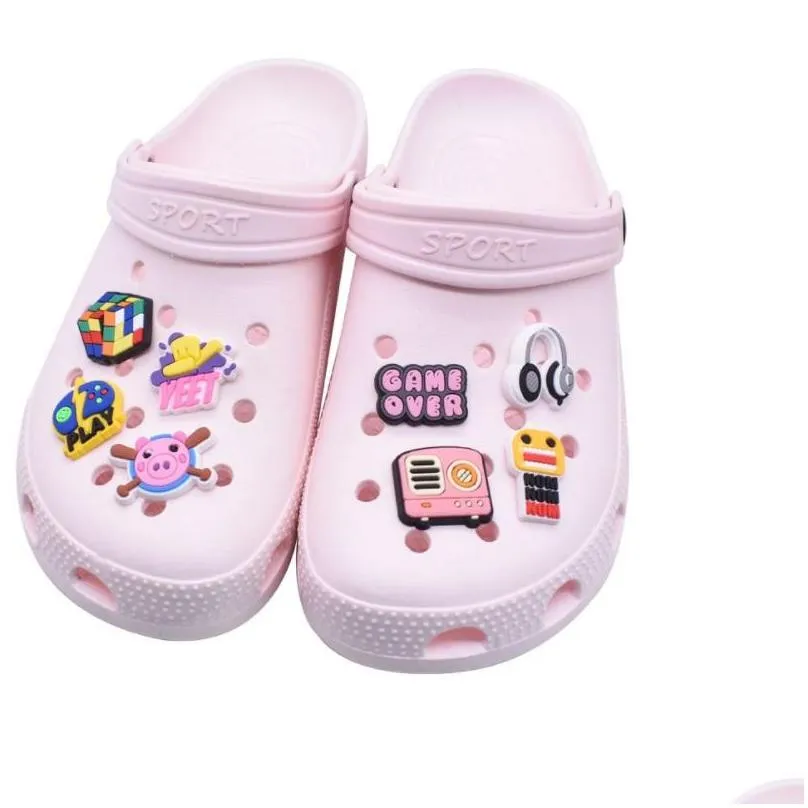 wholesale children cartoon pvc shoe charms shoes buckles action figure fit bracelets croc jibz shoe accessories kids game gift