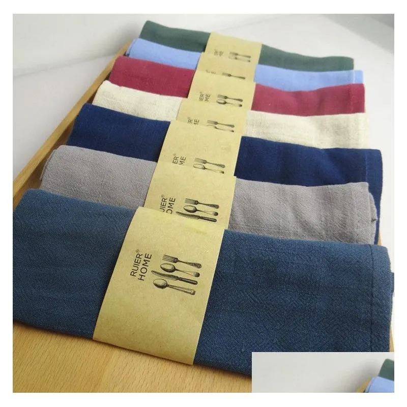 12pcs/lot plain dyed good water absorption plain color 100% linen napkin tea towels for restaurant