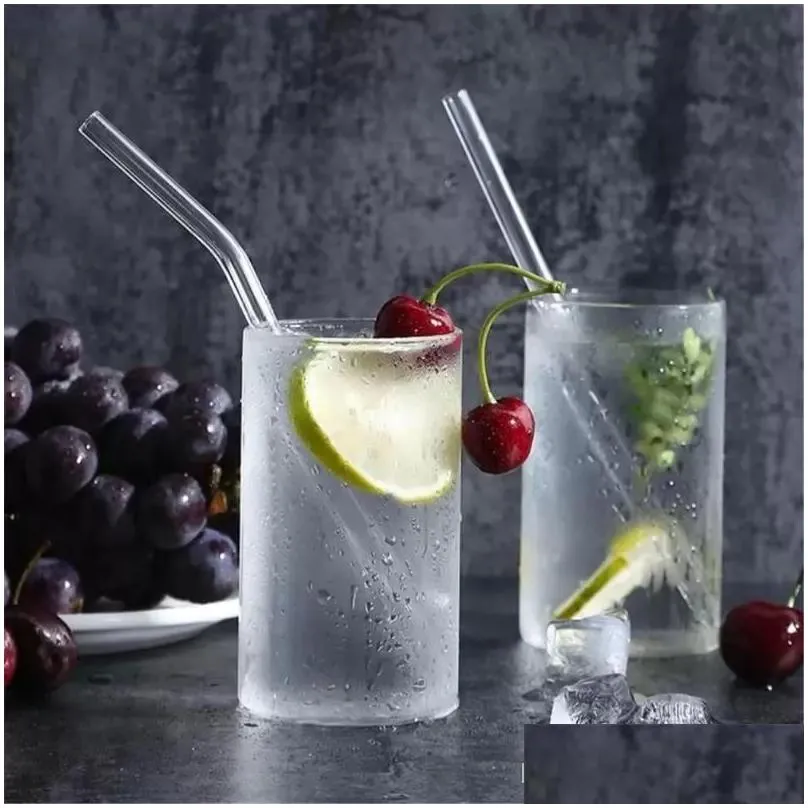 clear glass straw 200x8mm reusable straight bent glass drinking straws with brush eco friendly glass straws for smoothies cocktails