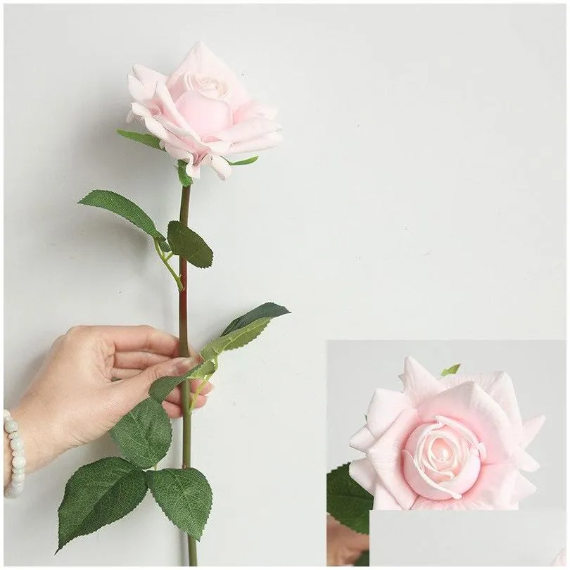 5pcs/lot large rose artificial flowers latex real touch rose silk flowers for home decoration wedding bouquet party design fake
