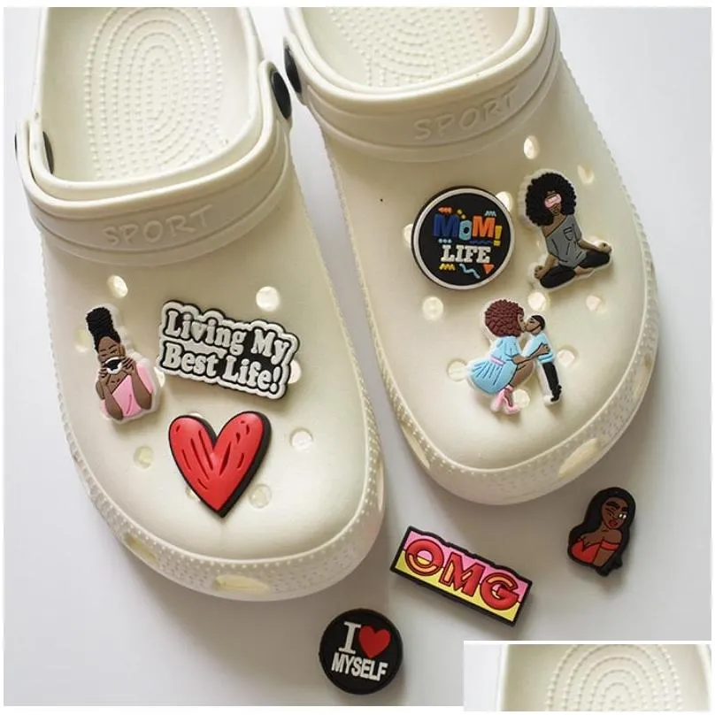 black cute cartoon pvc shoe charms shoes buckles action figure fit bracelets croc jibz accessories wristband boys girls gift