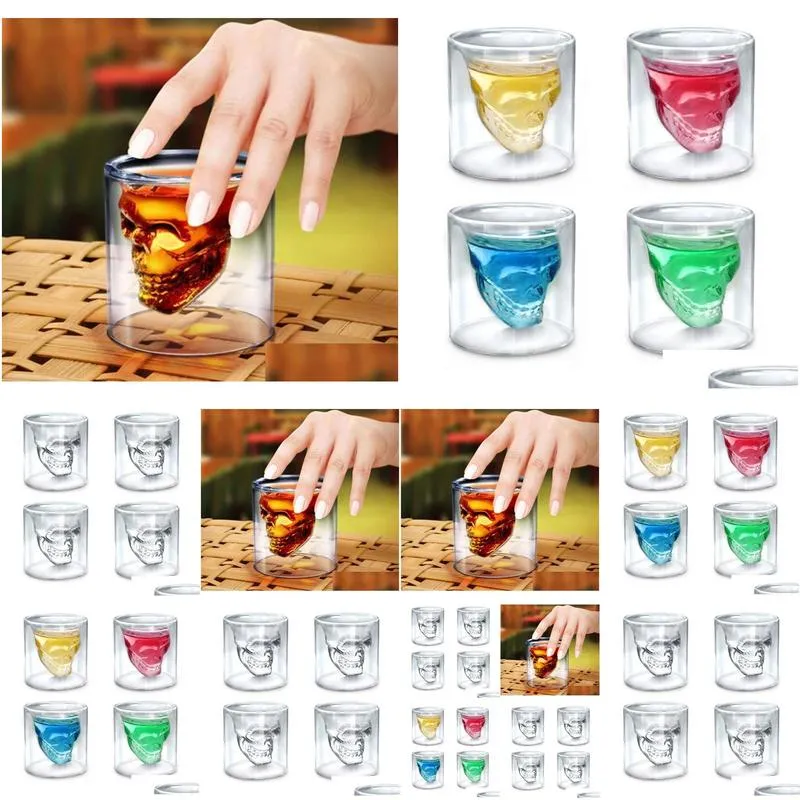  25ml wine cup skull glass s glass beer whiskey halloween decoration creative party transparent drinkware drinking glasses