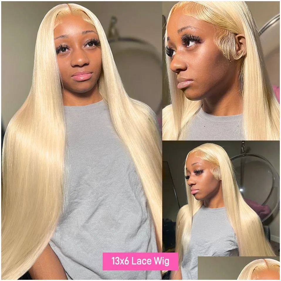 30 40 inch 613 blonde straight 13x4 lace front human hair wigs brazilian remy colored glueless 13x6 lace frontal wig for women