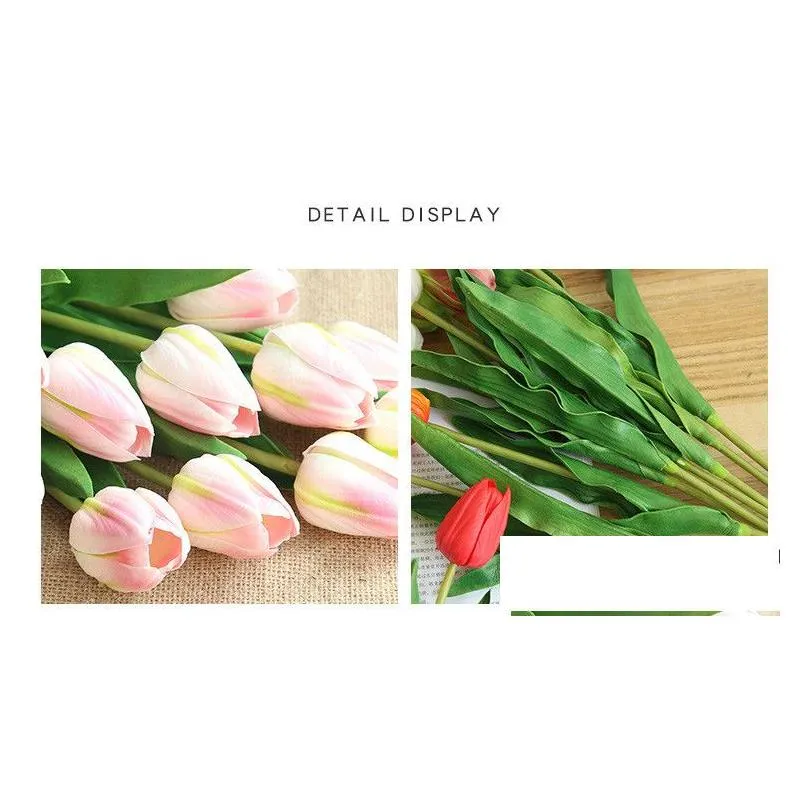 46cm long 9 colors branch tulip artificial flower pu latex artificial bouquet real touch flowers for wedding decorative flowers