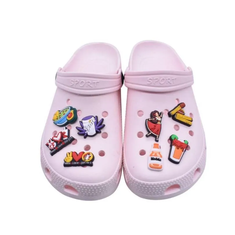 shoes flower pvc charms hole garden shoe accessories fit bands bracelets croc jibz kids cartoon gifts decoration wristband buckle foods and drinks