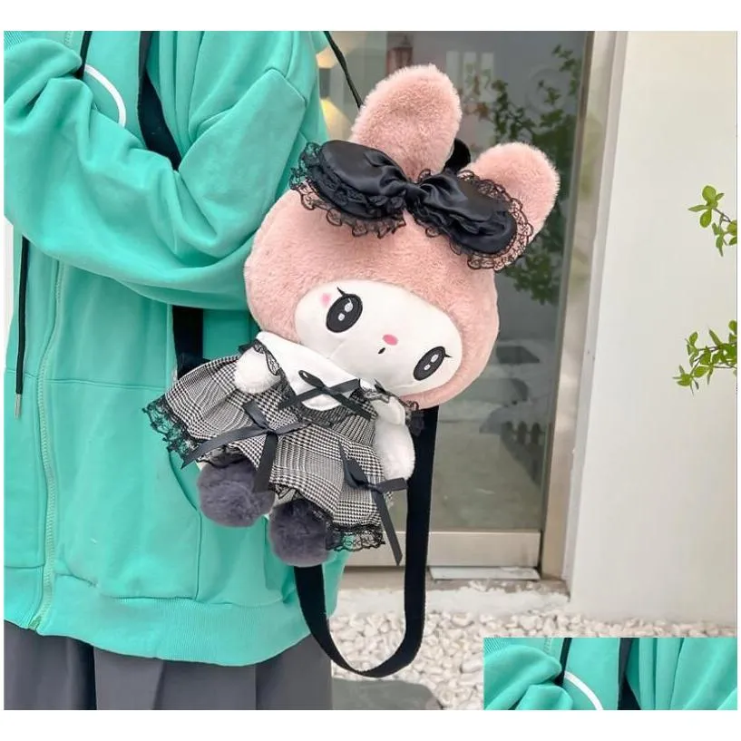 Kawaii Kuromi Plush Backpack Girl Student Cute Soft Accessories Zipper Bag Girls Birthday Gift