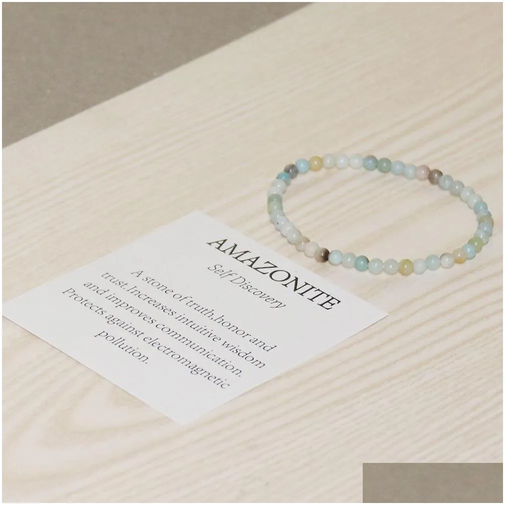 MG0024 Wholesale 4 mm Mini Gemstone Bracelet Natural Amazonite Bracelet Women`s Yoga Mala Beads Jewelry
