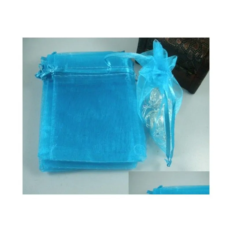 100pcs Sky Blue Organza Gift Bags Sold Per Pkg 7 x 8.5cm /9x12 cm /13x18cm 4 inches With Drawstring Wedding Party Christmas Favor Gift